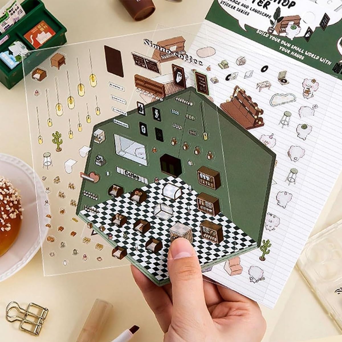 N.003 【4枚セット】ちいさなポケットワールド ぷっくり3Dジオラマステッカー