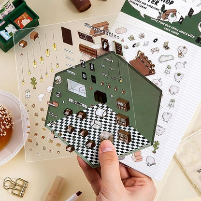 N.003 【4枚セット】ちいさなポケットワールド ぷっくり3Dジオラマステッカー