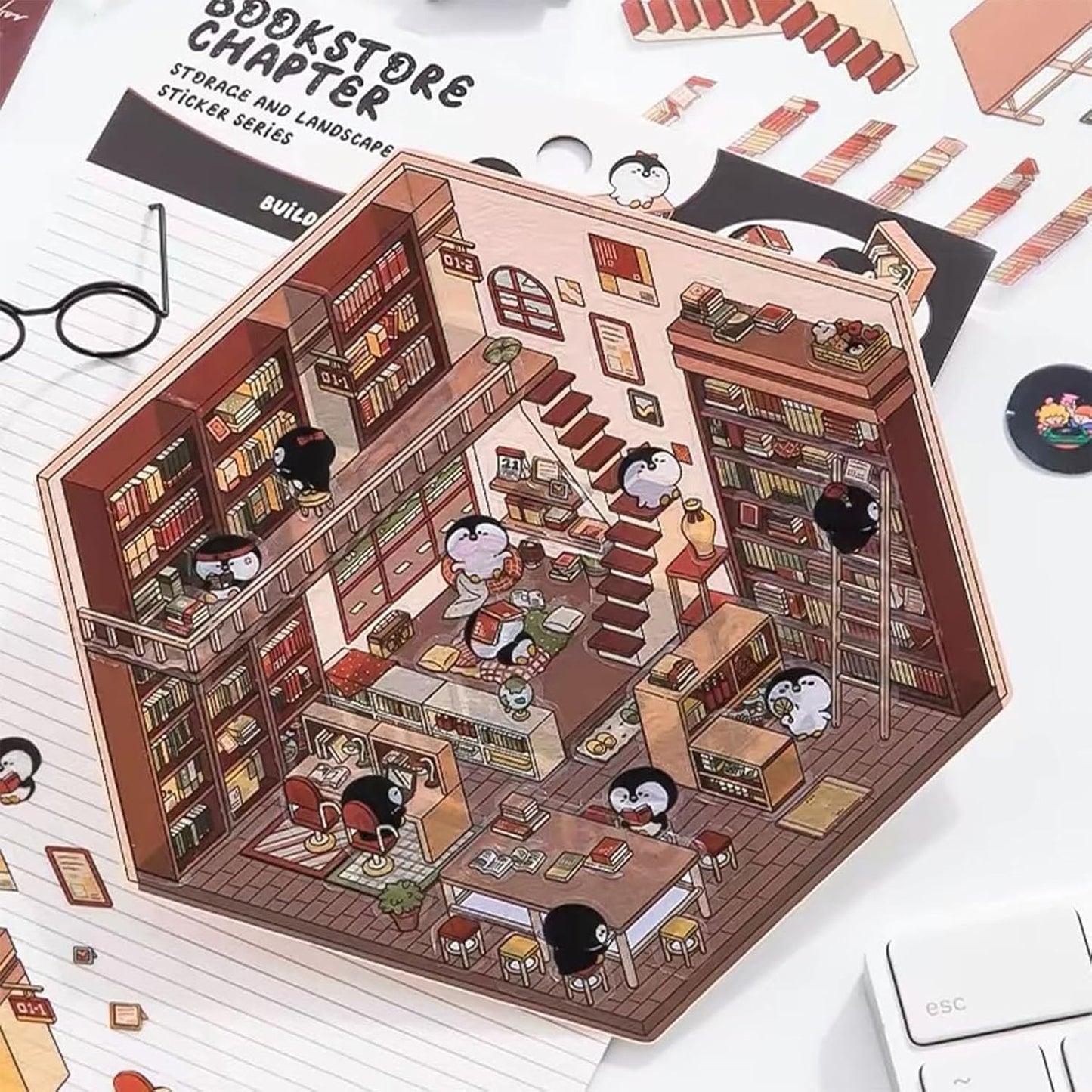 N.003 【4枚セット】ちいさなポケットワールド ぷっくり3Dジオラマステッカー