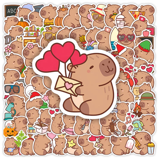 N.039 （10枚 / 35枚 / 70枚）ゆるかわカピバラステッカーセット防水PVC