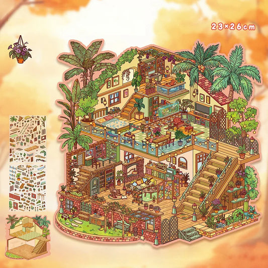 N.011 【1枚セット】わくわくジャングルアドベンチャータウン 3Dジオラマステッカー