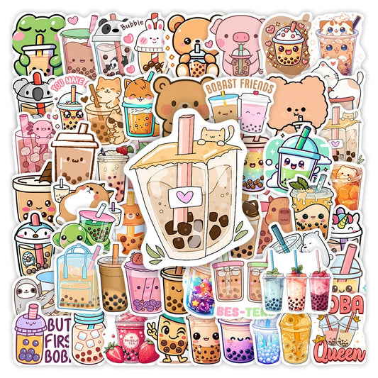 N.047（10枚 / 30枚 / 60枚） かわいいタピオカステッカーセット防水PVC