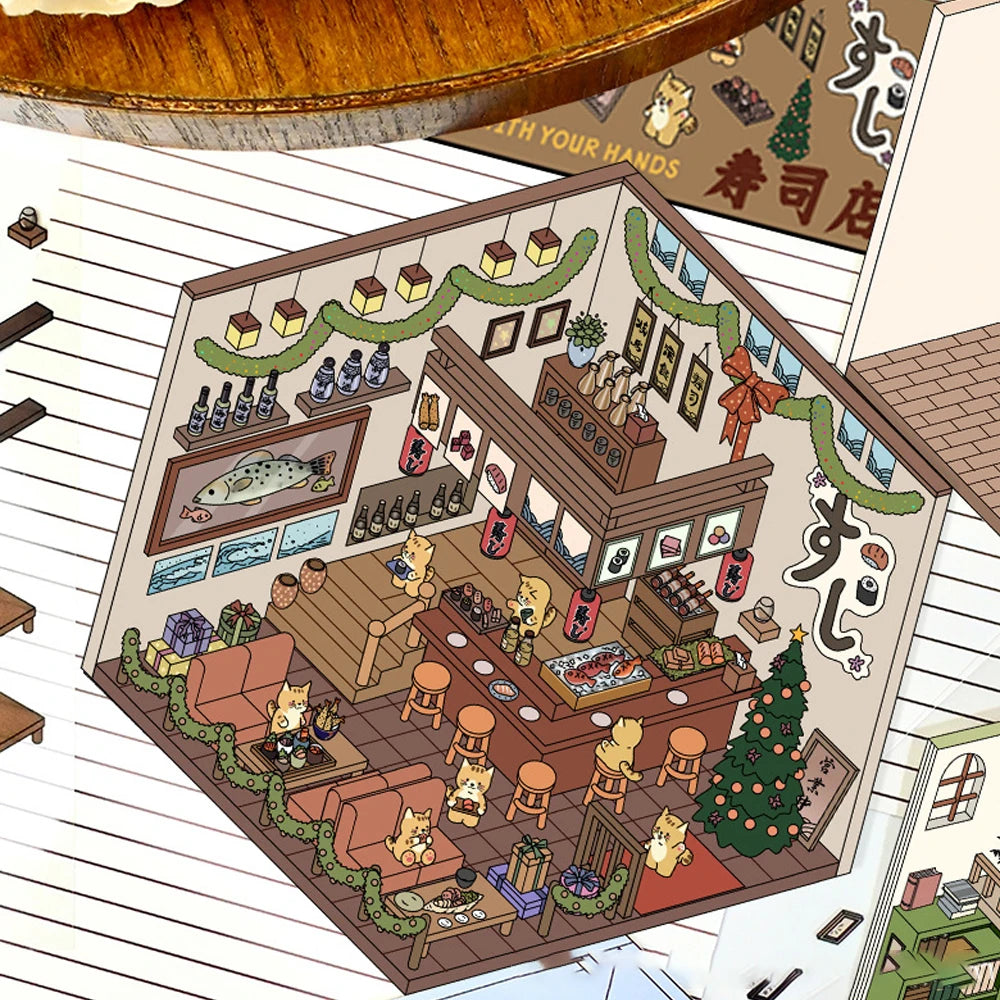 N.003 【4枚セット】ちいさなポケットワールド ぷっくり3Dジオラマステッカー