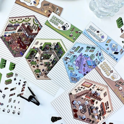 N.003 【4枚セット】ちいさなポケットワールド ぷっくり3Dジオラマステッカー